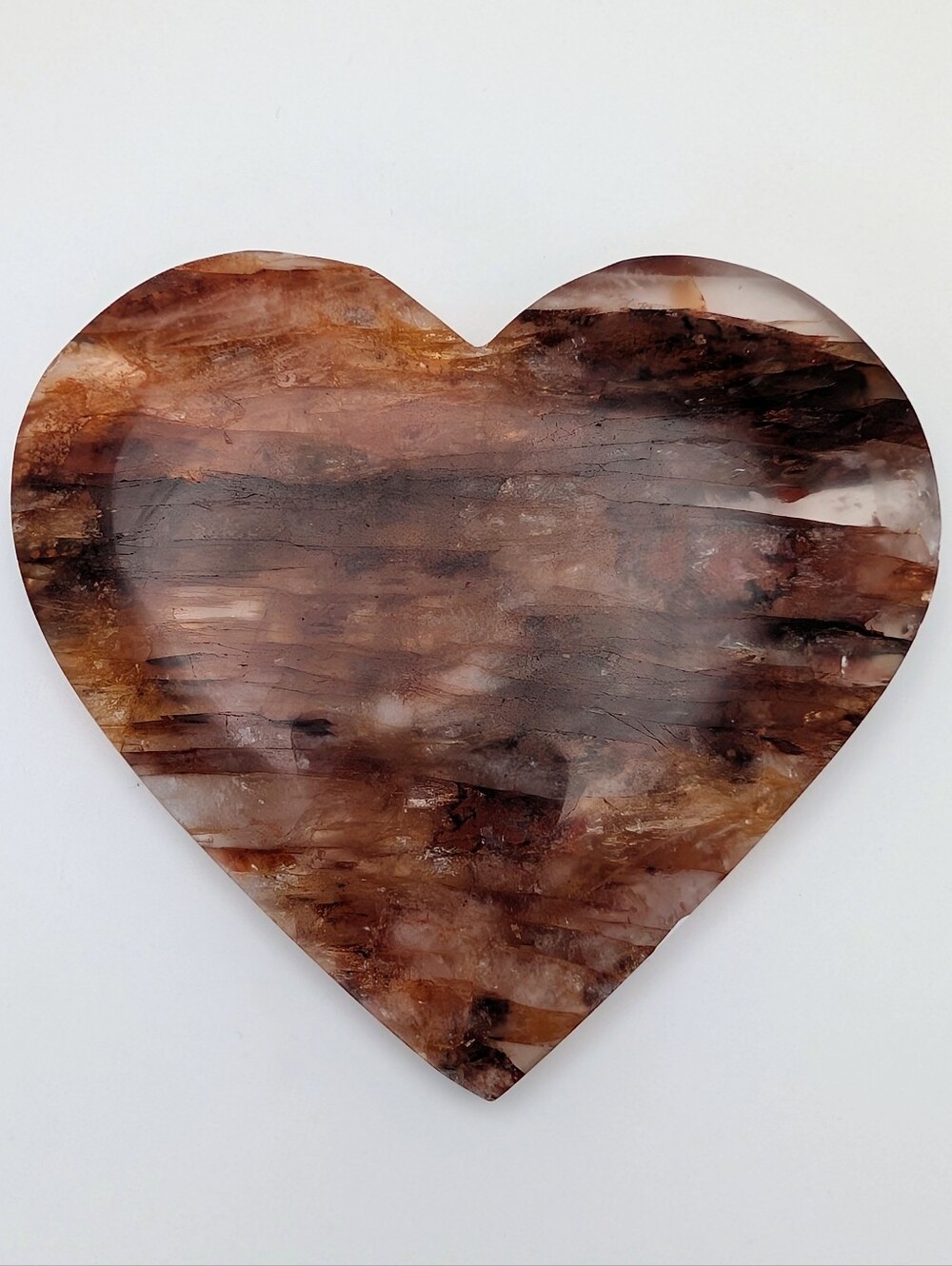 Large Fire Quartz Heart Crystal Carving